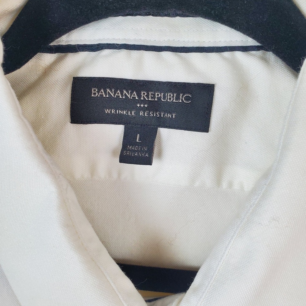 Banana Republic Mens Wrinkle Resistant Shirt Winter White Cream Large L Long Slv - Picture 2 of 10